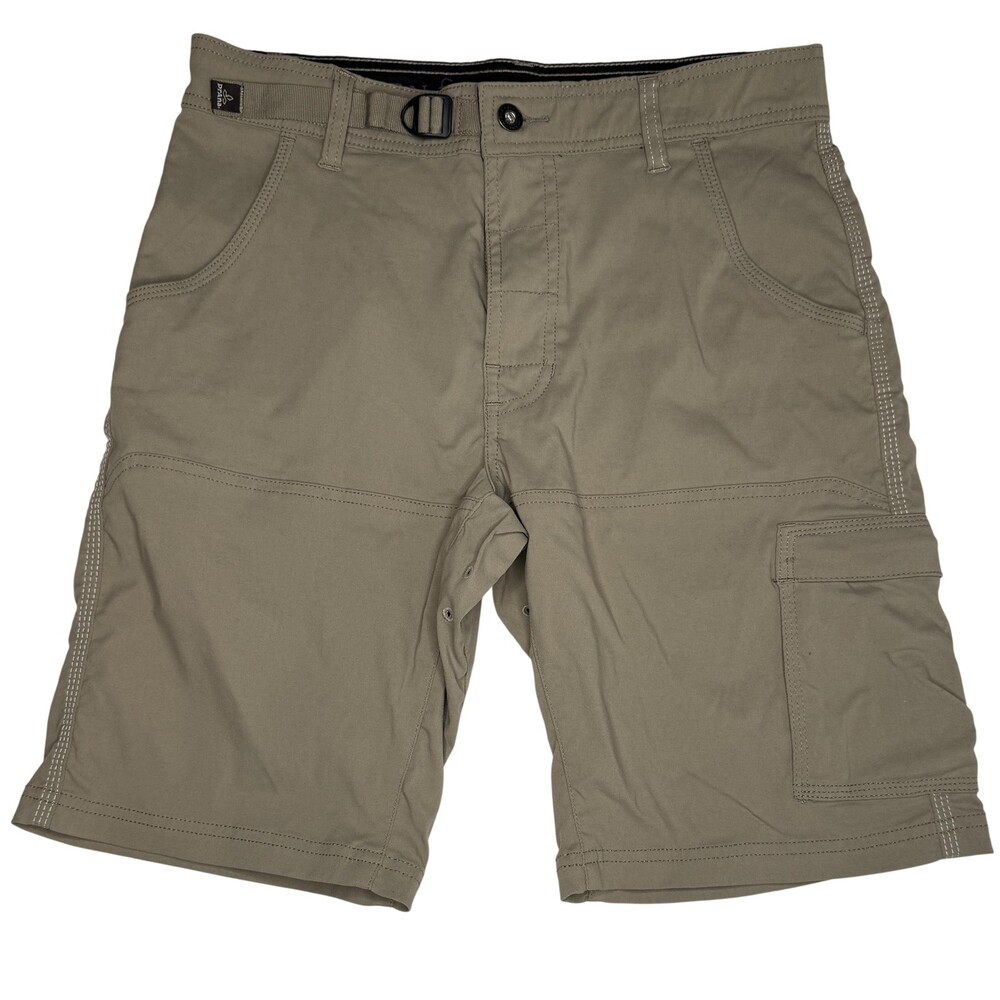 PrAna Cargo Shorts Mens 30 Beige Nylon Stretch Hiking Quick Dry 10 Inch Outdoor